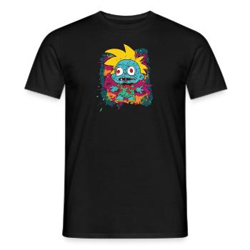 Retro-Stil 90er Jahre Cartoon Comic Held - Männer T-Shirt - Schwarz - Vorne - AI Model Male 178 light (178cm)