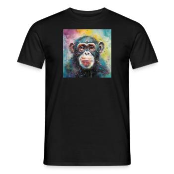 Modern & Colourful Chimpanzee Wall Art by Bodhi - Men's T-Shirt - black - Front - AI Model Male 178 light (178cm)