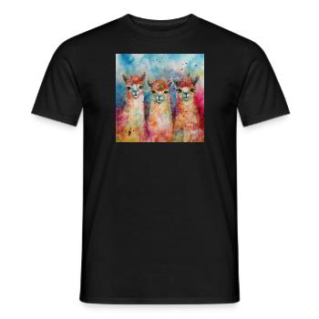 Modern & Colourful Alpaca Wall Art by Bodhi - Men's T-Shirt - black - Front - AI Model Male 178 light (178cm)