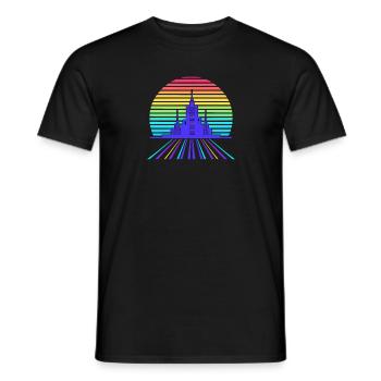 Paysage urbain rétro-futuriste - T-shirt homme - noir - Devant - AI Model Male 178 light (178cm)