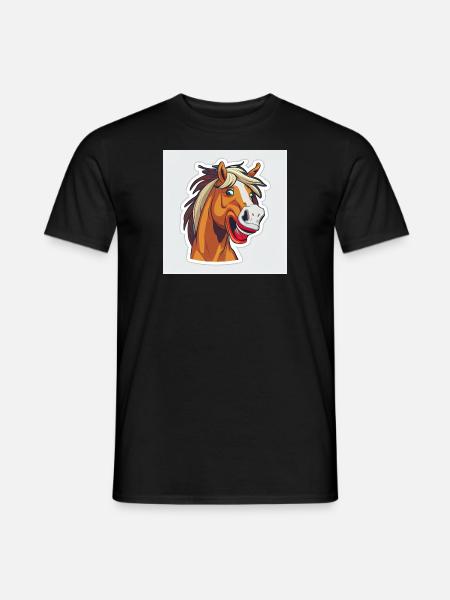 Cheval de dessin animé fou - T-shirt homme - noir