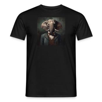 Elephant in a Suit - Victorian 1800s Style - Men's T-Shirt - black - Front - AI Model Male 178 light (178cm)