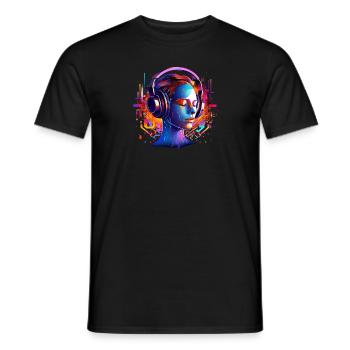 illustration of A DJ, colorful - Men's T-Shirt - black - Front - AI Model Male 178 light (178cm)