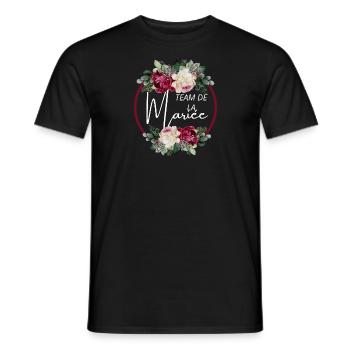 Team de la mariée floral - T-shirt homme - noir - Devant - AI Model Male 178 light (178cm)