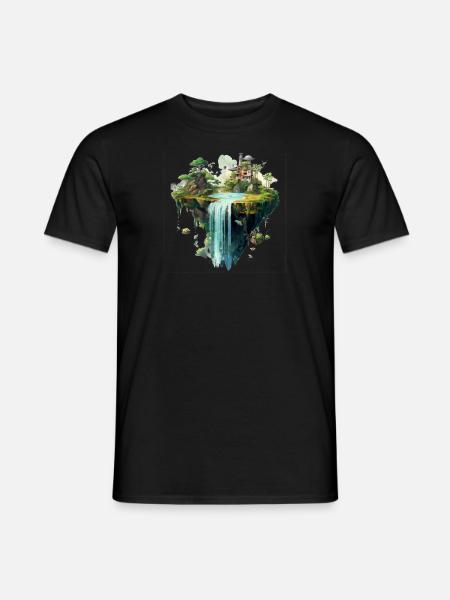 Fliegende Insel - Männer T-Shirt - Schwarz
