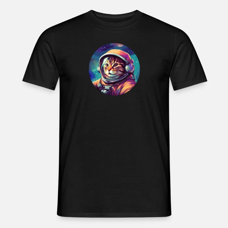 Kosmischer Katzen-Entdecker - Männer T-Shirt - Schwarz