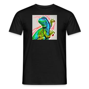 Green Iguana Portrait - Men's T-Shirt - black - Front - AI Model Male 178 light (178cm)