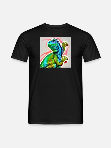Green Iguana Portrait - Men's T-Shirt - black