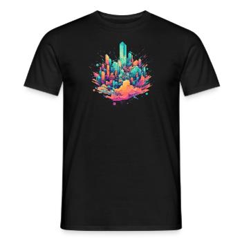 colorful skyline - Männer T-Shirt - Schwarz - Vorne - AI Model Male 178 light (178cm)