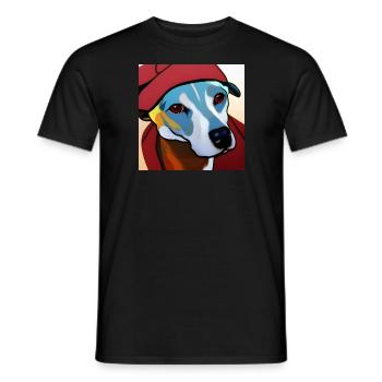 Fashionable Trendy Whippet Portrait. - Men's T-Shirt - black - Front - AI Model Male 178 light (178cm)