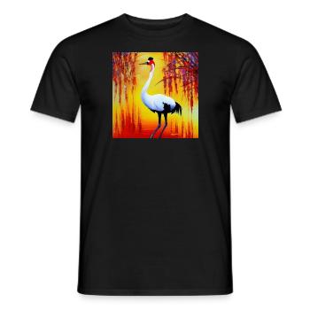 Red Crowned Crane at Sunset. - Men's T-Shirt - black - Front - AI Model Male 178 light (178cm)