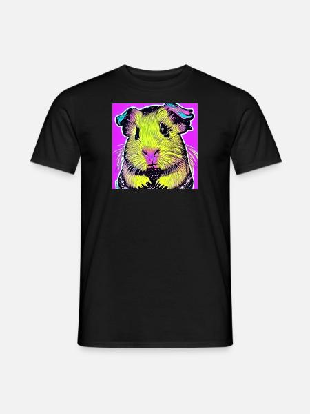 Retro Meerschweinchen lila - Männer T-Shirt - Schwarz