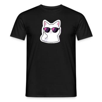 Rockende Katze mit Sonnenbrille 2 - Männer T-Shirt - Schwarz - Vorne - AI Model Male 178 light (178cm)