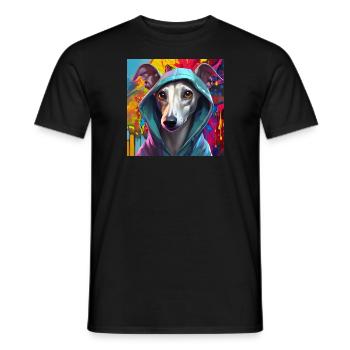 Whippet dans un graffeur à capuche - T-shirt homme - noir - Devant - AI Model Male 178 light (178cm)
