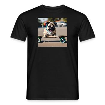 Mops auf Skateboard AICF 3 - Männer T-Shirt - Schwarz - Vorne - AI Model Male 178 light (178cm)