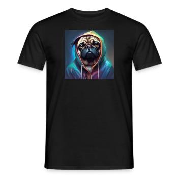 Carlin dans un sweat à capuche - T-shirt homme - noir - Devant - AI Model Male 178 light (178cm)