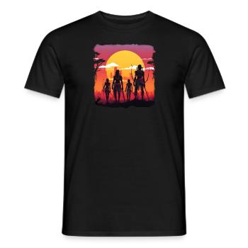 Synthwave african traditional hunters - Männer T-Shirt - Schwarz - Vorne - AI Model Male 178 light (178cm)