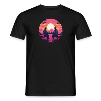 Synthwave japon hommes traditionnels boivent ensemble - T-shirt homme - noir - Devant - AI Model Male 178 light (178cm)