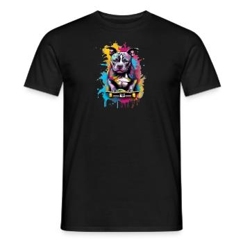 Staffordshire Bull Terrier on a Skateboard - Men's T-Shirt - black - Front - AI Model Male 178 light (178cm)