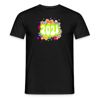 Jahr 2021 Jubiläum Groovy blumig - Männer T-Shirt - Schwarz - Vorne - AI Model Male 178 light (178cm)