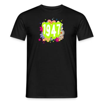 Jahr 1947 Jubiläum Floral Groovy - Männer T-Shirt - Schwarz - Vorne - AI Model Male 178 light (178cm)