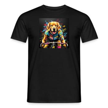 Golden Retriever Sport Racing Cyclist - Men's T-Shirt - black - Front - AI Model Male 178 light (178cm)