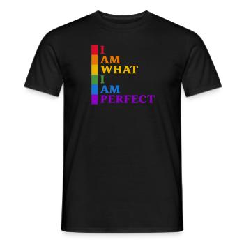 Ich bin Perfekt - LGBTQ - Männer T-Shirt - Schwarz - Vorne - AI Model Male 178 light (178cm)