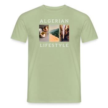 Stile di vita algerino - T-shirt uomo - verde salvia - Fronte - AI Model Male 178 light (178cm)