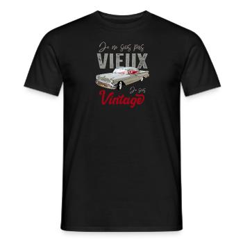 je suis pas vieux je suis vintage - T-shirt homme - noir - Devant - AI Model Male 178 light (178cm)