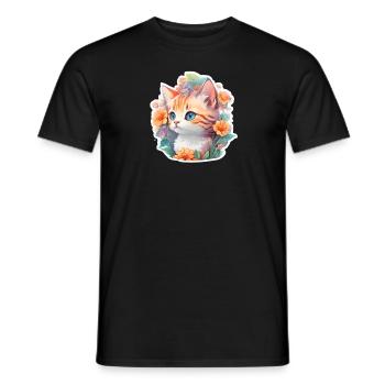 cute baby cat - Men's T-Shirt - black - Front - AI Model Male 178 light (178cm)