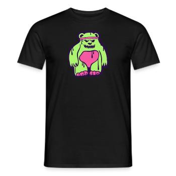 Ours en peluche effrayant d’Halloween vert fluo - T-shirt homme - noir - Devant - AI Model Male 178 light (178cm)