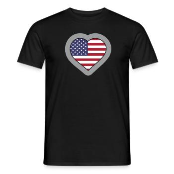 USA Heart - Men's T-Shirt - black - Front - AI Model Male 178 light (178cm)