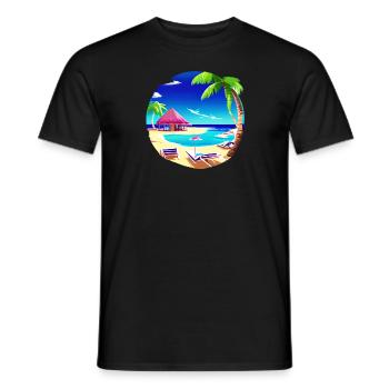 Sommerurlaub Palmen Insel Sonne Palme Strand - Männer T-Shirt - Schwarz - Vorne - AI Model Male 178 light (178cm)