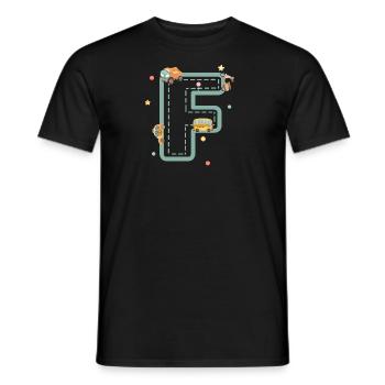 Buchstabe f Fahrzeug - personalisiertes Kindergeschenk - Männer T-Shirt - Schwarz - Vorne - AI Model Male 178 light (178cm)