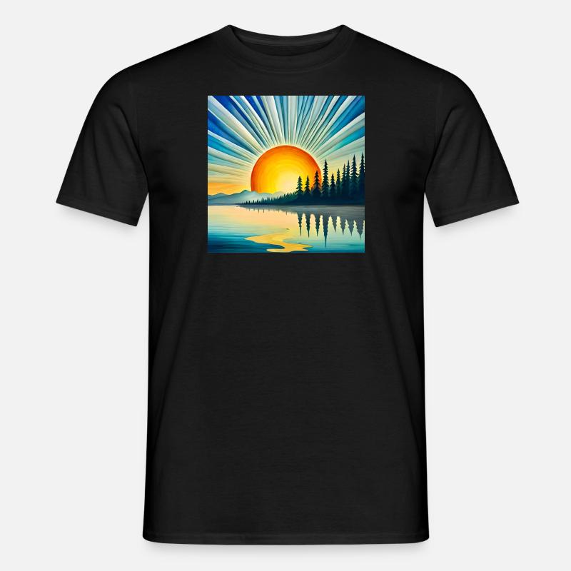 Sunset with rays - Men’s T-shirt - black