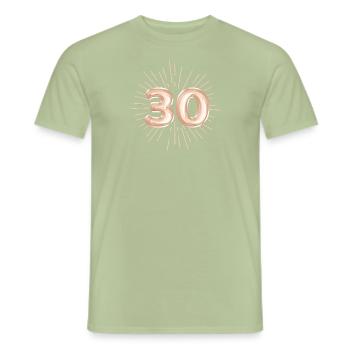 Number 30, gold-coloured print, customisable - Men's T-Shirt - sage - Front - AI Model Male 178 light (178cm)