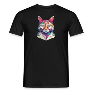 Polygon Cat - Men's T-Shirt - black - Front - AI Model Male 178 light (178cm)