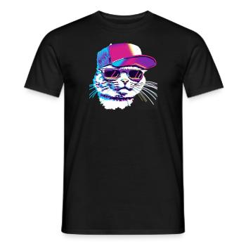 Cool Cat - Männer T-Shirt - Schwarz - Vorne - AI Model Male 178 light (178cm)