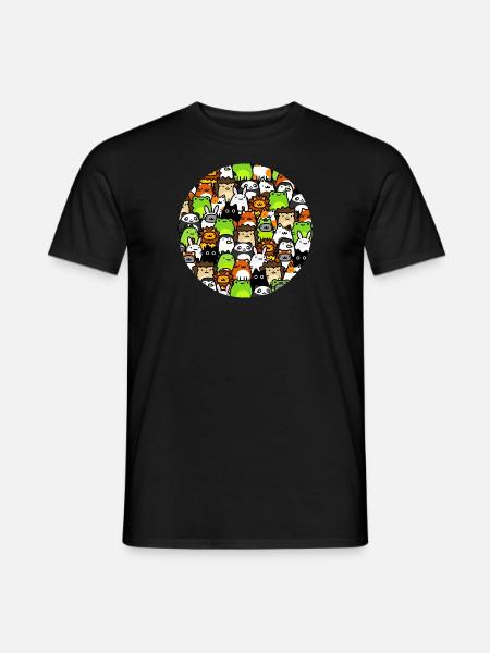 Cute Animal Doodle Collection ! Adorable Drawing - Men's T-Shirt - black
