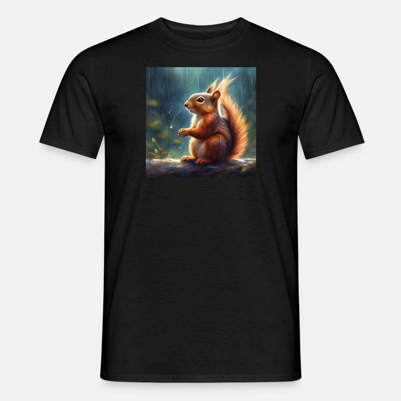 Eichhörnchen im Regen - Männer T-Shirt - Schwarz