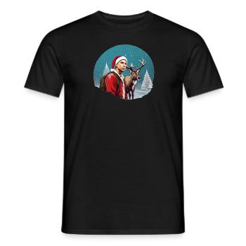 The rapper and the reindeer - Men's T-Shirt - black - Front - AI Model Male 178 light (178cm)