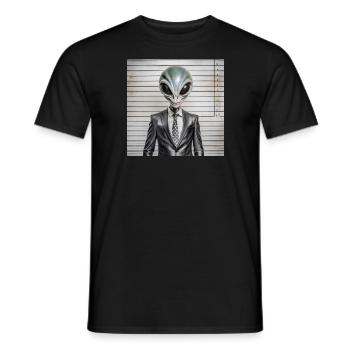 Alien Mugshot - Männer T-Shirt - Schwarz - Vorne - AI Model Male 178 light (178cm)