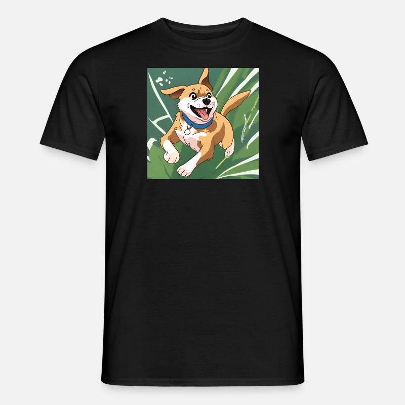Fröhlicher Laufhund - Männer T-Shirt - Schwarz