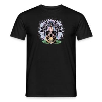 Kreativer Totenkopf mit Rosen Design - Männer T-Shirt - Schwarz - Vorne - AI Model Male 178 light (178cm)