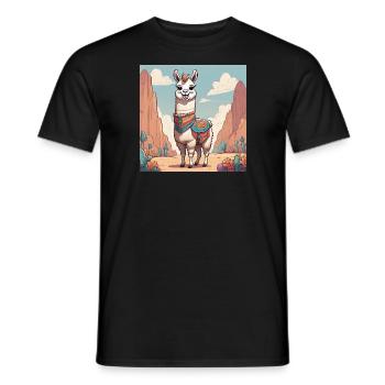 Lama mit Kleidung - Männer T-Shirt - Schwarz - Vorne - AI Model Male 178 light (178cm)