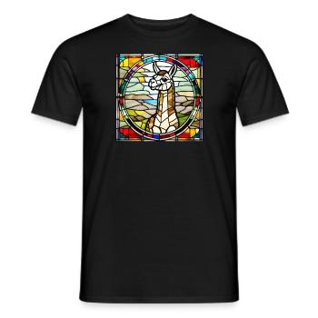 Llama in glass window design - Men's T-Shirt - black - Front - AI Model Male 178 light (178cm)