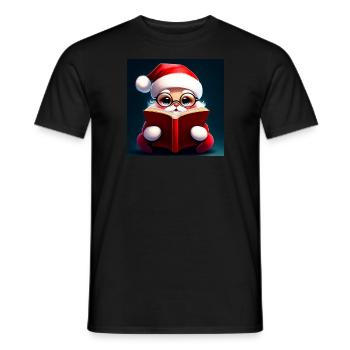 Kawaii Santa Claus with book - Männer T-Shirt - Schwarz - Vorne - AI Model Male 178 light (178cm)