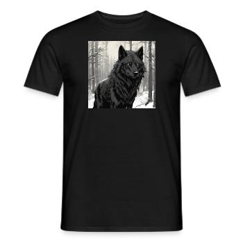 Black Wolf - Men's T-Shirt - black - Front - AI Model Male 178 light (178cm)