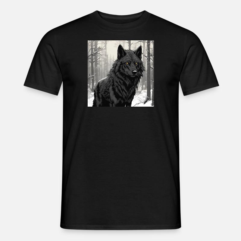 Schwarzer Wolf - Männer T-Shirt - Schwarz