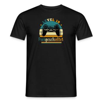 Level 19 Freigeschaltete Geschenkidee 19 Jahre - Männer T-Shirt - Schwarz - Vorne - AI Model Male 178 light (178cm)